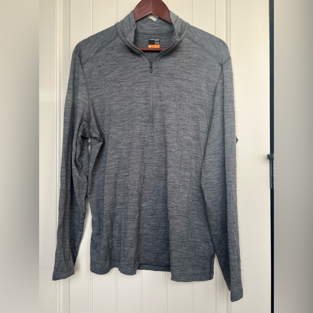 Icebreaker Oasis 200 Merino Wool Quarter Zip Long Sleeve Base Layer Grey XL